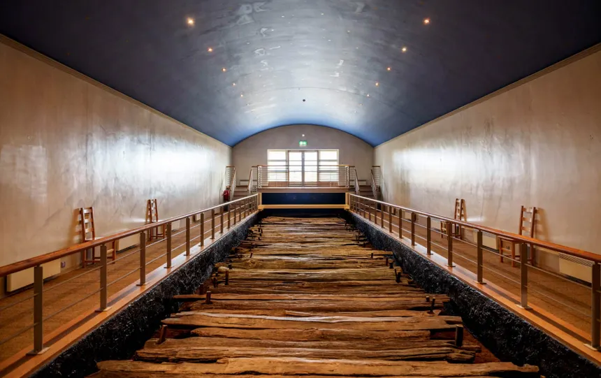 Planks of the Corlea Trackway on Display